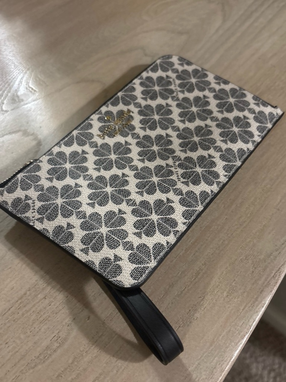 kate spade Cream and Black Floral Wristlet